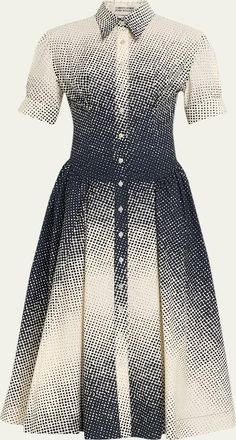 Christopher John Rogers Halftone Wiggle Dot Cotton Shirtdress