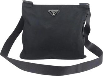Prada Pre-owned Cross Body Bags, male, Black, Size: ONE SIZE Pre-owned Nylon Shoulder Tote