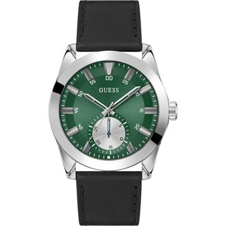 Guess Grayson Leather Strap Watch, 44mm in Black at Nordstrom