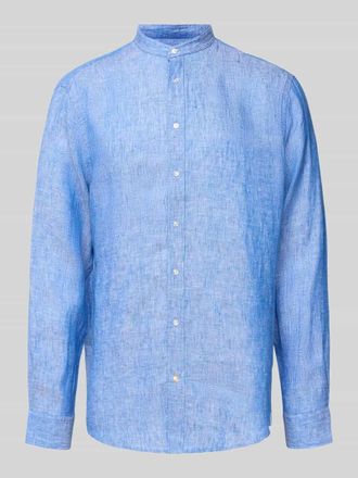 Christian Berg Regular Fit Leinenhemd mit Stehkragen in Royal, Gr&ouml;&szlig;e 3XL