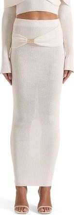 Mani&egrave;re De Voir Amy Asymmetric Midaxi Skirt With Hardware Detail in Cream at Nordstrom, Size X-Small