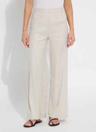 Lyss&eacute; Gabriela Linen Hi Waist Pintuck Wide Leg Pant (29.5 Inseam)
