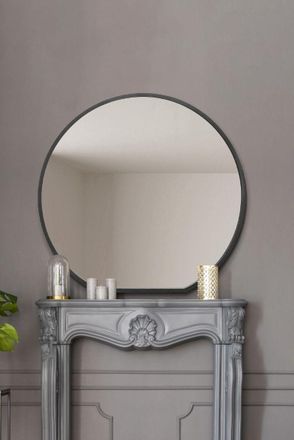 MirrorOutlet Black Framed Flat Bottom Circular Wall Mirror (126CM X 120CM) | Size: 1 Pack
