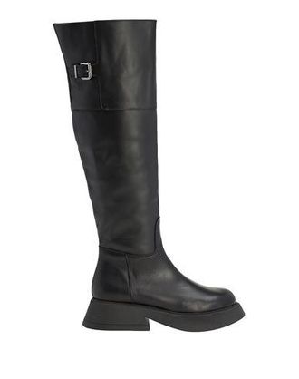 8 by YOOX LEATHER OVER-THE-KNEE BOOTS WITH BUCKLE