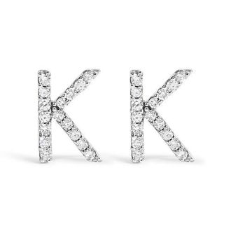 House of Brilliance 10K Gold 1/10 Cttw Diamond Initial A to Z Stud Earring in White Gold | K at Nordstrom