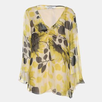 Marina Rinaldi Yello/black Sunflower Print Chiffon Blouse