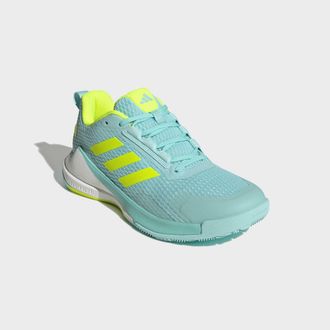 adidas Hallenschuh ADIDAS PERFORMANCE NOVAFLIGHT 2 INDOOR, Damen, Gr. 38,5, flash aqua, lucid lemon, ftwr wei&szlig;, Synthetik, Textil, Schuhe Hallenschuh, besond