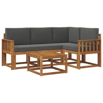 vidaXL Conjunto De Sof&aacute;s De Exterior 5 Pcs Natural Y Antracita Vidaxl