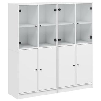 Berkfield Home Bookcase with Doors White 136x37x142 cm Engineered Wood | Size: 136 x 37 x 142 cm