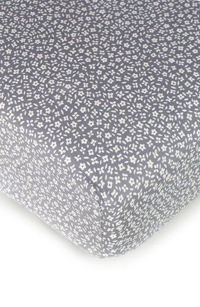 LOvedbaby Muslin Crib Sheet in Blueberry Floral at Nordstrom