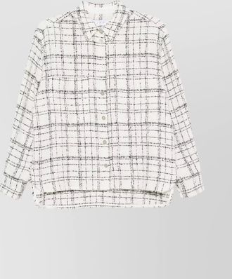 Iro tweed checkered top high-low hem