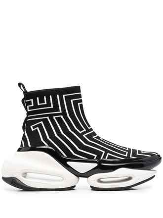 Balmain Bold Hiking Monogram sneakers - women - Fabric/Rubber/Fabric/Calf Leather - 35.5 - Black