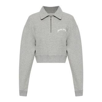 Palm Angels Hoodies & sweatvesten, Dames, Grijs, XS, Katoen, Logo Sweatshirt