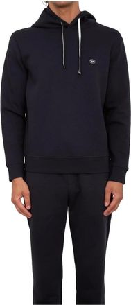 Emporio Armani Blauwe Sweatshirt Casual Stijl - Heren - Hoodies - Blauw - 2XL - Katoen - Hoodies & sweatvesten