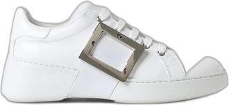 Roger Vivier Schoenen, Dames, Wit, 39 EU, Leer, Viv Skate Metal Buckle Trainers