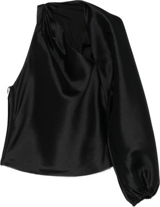 Self Portrait Asymmetrische top - Zwart