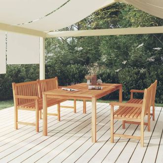 Berkfield Home 3 Piece Garden Dining Set Solid Wood Teak in Brown