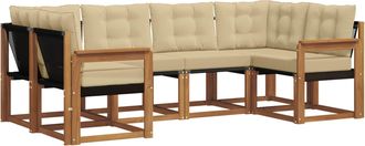 vidaXL Conjunto De Sof&aacute;s De Exterior 6 Uds. Natural Y Beige Vidaxl