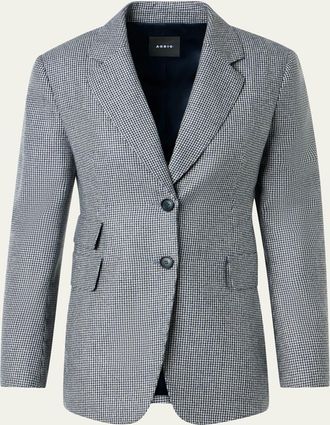 Akris Arie Cashmere Pepita Houndstooth Single-Breasted Jacket