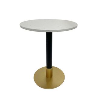 DKD Home Decor Mesa Auxiliar - Dkd Home Decor - Metal Y M&aacute;rmol - Redonda - Blanco/negro - Contempor&aacute;neo