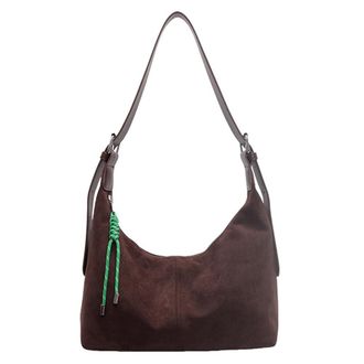 Generic Women Suede Shoulder Bag Adjustable Strap Crossbody Bag with Zipper Crescent Bag Hobo Bag for Work Travel (Coffee)