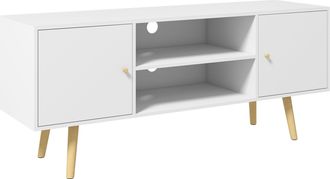HOMCOM TV Unit Cabinet for TVs up to 55 Inches W/ Shelves and Cupboards - White | TJ Hughes