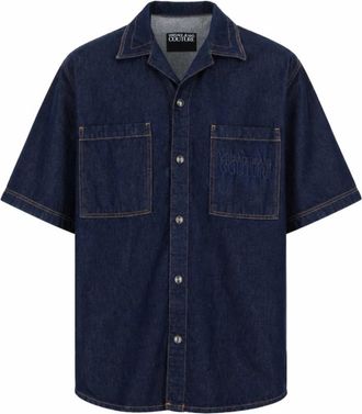 Versace Jeans Couture Short Sleeve Shirts - Heren - Spijkeroverhemden - Blauw - L - Overhemden