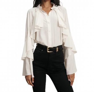 Veronica Beard Demaris Long Sleeve Blouse In Dove