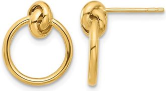 Diamond2Deal 14K Yellow Gold Polished Knot Circle Drop Dangle Earrings