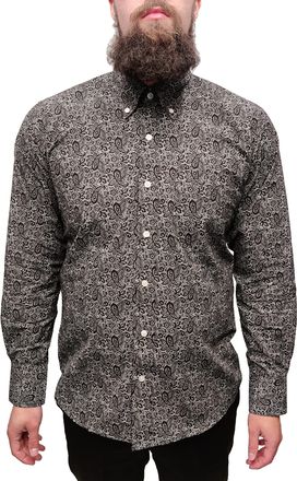 Relco Shirt Black Paisley Pattern Mens Classic Mod-Vintage Design (Size XLarge)
