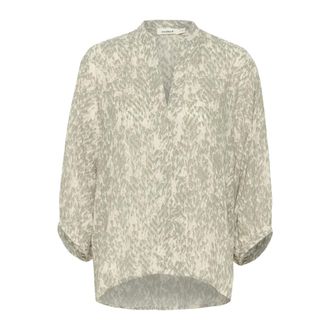 Soaked In Luxury Shadow Drop Print Blouse - female - Soaked in Luxury - Blouses - Beige - 2XL - Blouses & Shirts