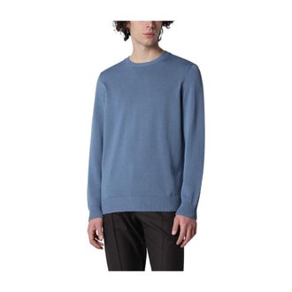 Drumohr Round-neck Knitwear, male, Blue, Size: 2XL Drumohr Sweaters