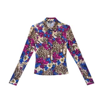 Just Cavalli Camicia Flowers Leopard
