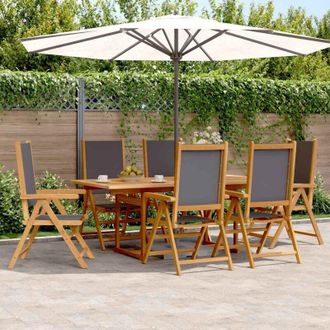 vidaXL 7 Piece Garden Dining Set Anthracite Fabric and Solid Wood vidaXL