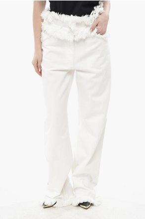 Ferragamo Cotton Straight-Fit Jeans with Frayed Hems 20cm size 40