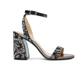 Betsey Johnson Blue By Betsey Johnson Jet Strappy WomensBlack Snake Ankle Strap Heel ZOGG310