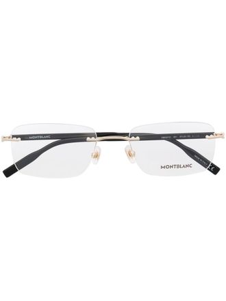Montblanc rectangular frame glasses - men - Metal (Other)/Acetate - 57 - Gold