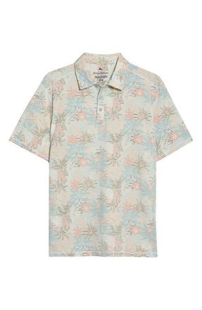 Tommy Bahama Costa Wave Palm Azul Seersucker Stripe IslandZone Polo in Light Rosemary at Nordstrom, Size Xxx-Large