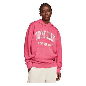 Tommy Jeans Washed Varsity Hoodie - Dames - Hoodies - Roze - XS - Katoen - Hoodies & sweatvesten