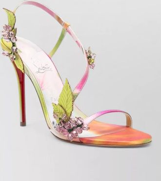 Christian Louboutin crystal embellished floral appliqu&eacute; tie-dye print heel sandals