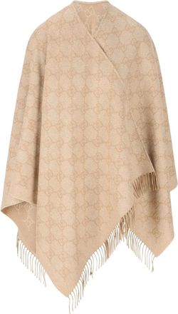 Gucci Cape met GG-patroon en franje - Beige