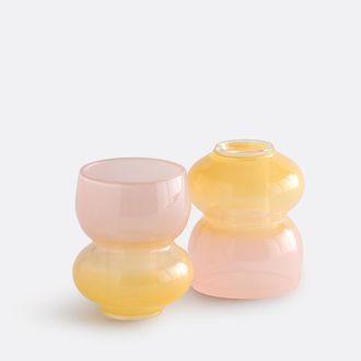 La Redoute Interieurs Set van 2 tweekleurige glazen kandelaars, hoogte 8 cm, Solia