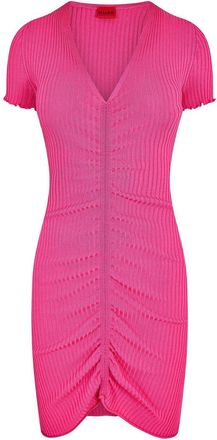 HUGO BOSS Hugo Womens 10270354 01 Mini Dress in Bright Pink - Size 14 UK