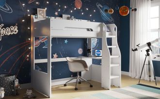 Flair Cosmic High Sleeper Bed in White | Size: Single