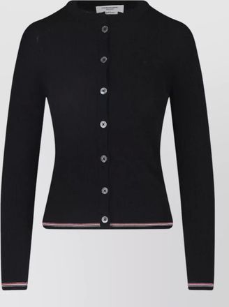 Thom Browne merino wool ribbed crewneck cardigan