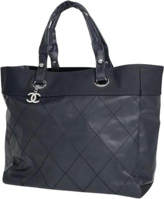 Chanel Pre-owned Tote Bags, female, Black, Size: ONE SIZE Pre-owned Vintage Canvas Tote Bag