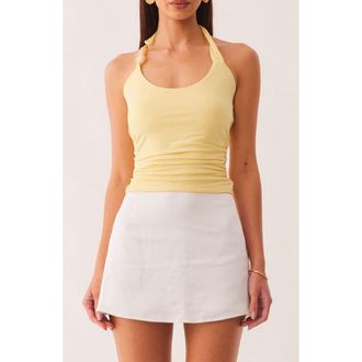 SNDYS Lexie Twist Beaded Halter Neck Tank in Panna Cotta at Nordstrom, Size X-Large