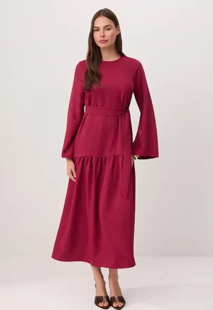 Trendyol Modest Dames Paars Effen Maxi Lang Casual A-lijn Modest Jurken