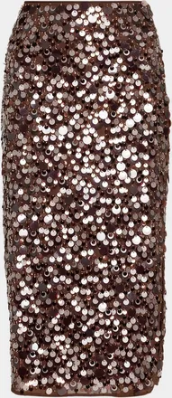 Milly Roxanne Paillette Midi Pencil Skirt