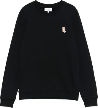 Maison Kitsuné Felpa con ricamo volpe - Nero